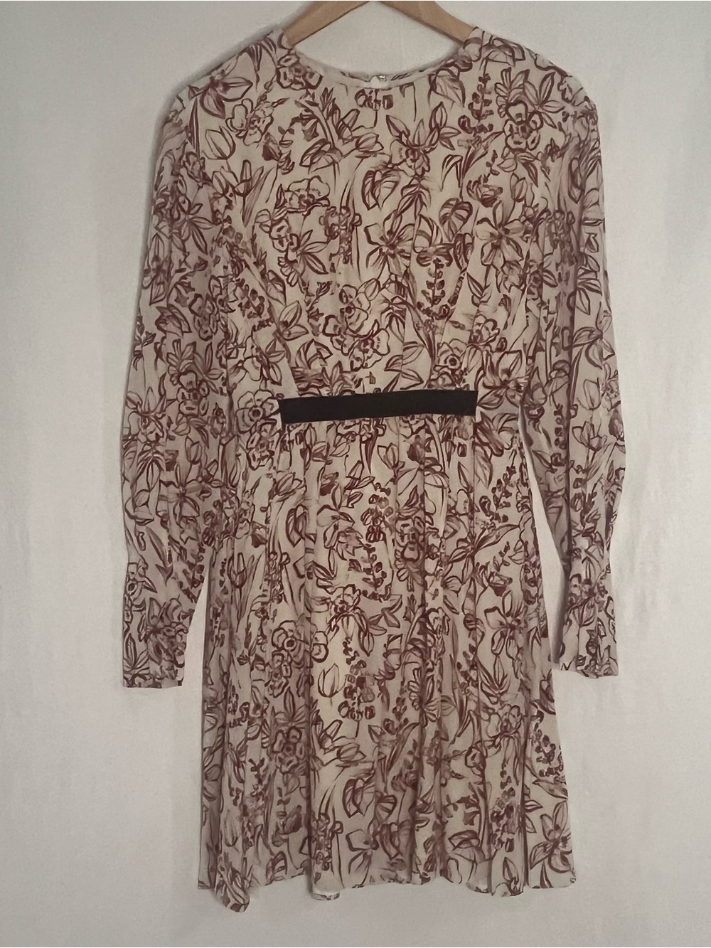 Jason Wu Silk Pleated Floral-Print Long-Sleeve Dress Size 0